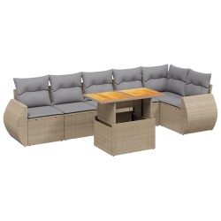 Salon de jardin avec coussins 7 pcs beige résine tressée 512956512956