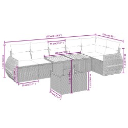 Salon de jardin avec coussins 7 pcs beige résine tressée 512956512956