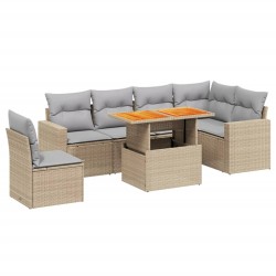 Salon de jardin avec coussins 7 pcs beige résine tressée 512957512957