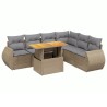 Salon de jardin avec coussins 7 pcs beige résine tressée 512958512958