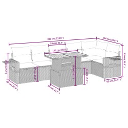 Salon de jardin 7 pcs avec coussins noir résine tressée 512963512963