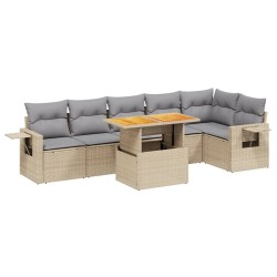 Salon de jardin avec coussins 7 pcs beige résine tressée 512964512964