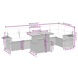 Salon de jardin avec coussins 7 pcs beige résine tressée 512964512964
