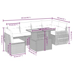 Salon de jardin avec coussins 7 pcs beige résine tressée 512968512968