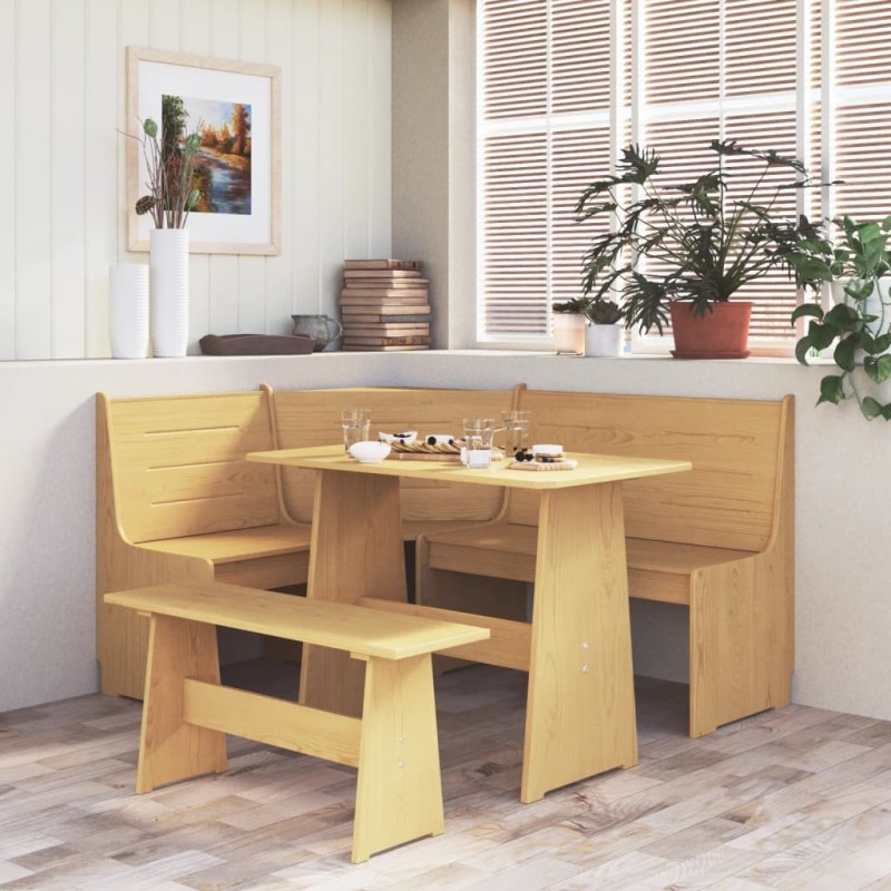 Banc d'angle REINE 151 cm marron miel bois de pin solide 512969512969