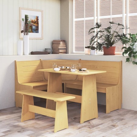 Banc d'angle REINE 151 cm marron miel bois de pin solide 512969512969