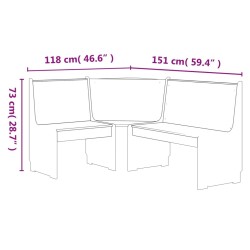 Banc d'angle REINE 151 cm marron miel bois de pin solide 512969512969