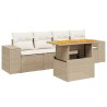 Salon de jardin avec coussins 5 pcs beige résine tressée 512970512970