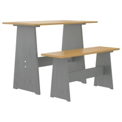 Table à manger et banc REINE marron miel gris bois pin solide 512971512971