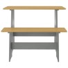 Table à manger et banc REINE marron miel gris bois pin solide 512971512971