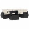 Salon de jardin 6 pcs avec coussins noir résine tressée 512972512972