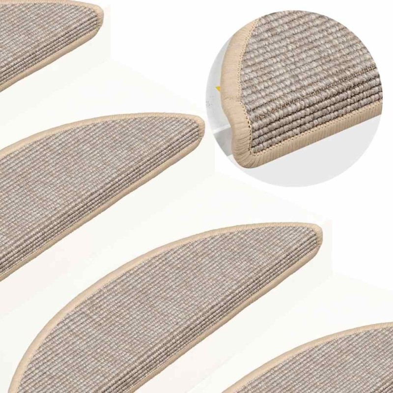 Tapis d'escalier 15 pièces 56 x 17 x 3 cm Argent Demi-rond 512988512988