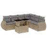 Salon de jardin avec coussins 7 pcs beige résine tressée 512989512989
