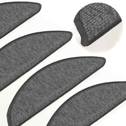 Tapis d'escalier 15 pièces 56 x 17 x 3 cm Beige et gris Demi-rond 512994512994
