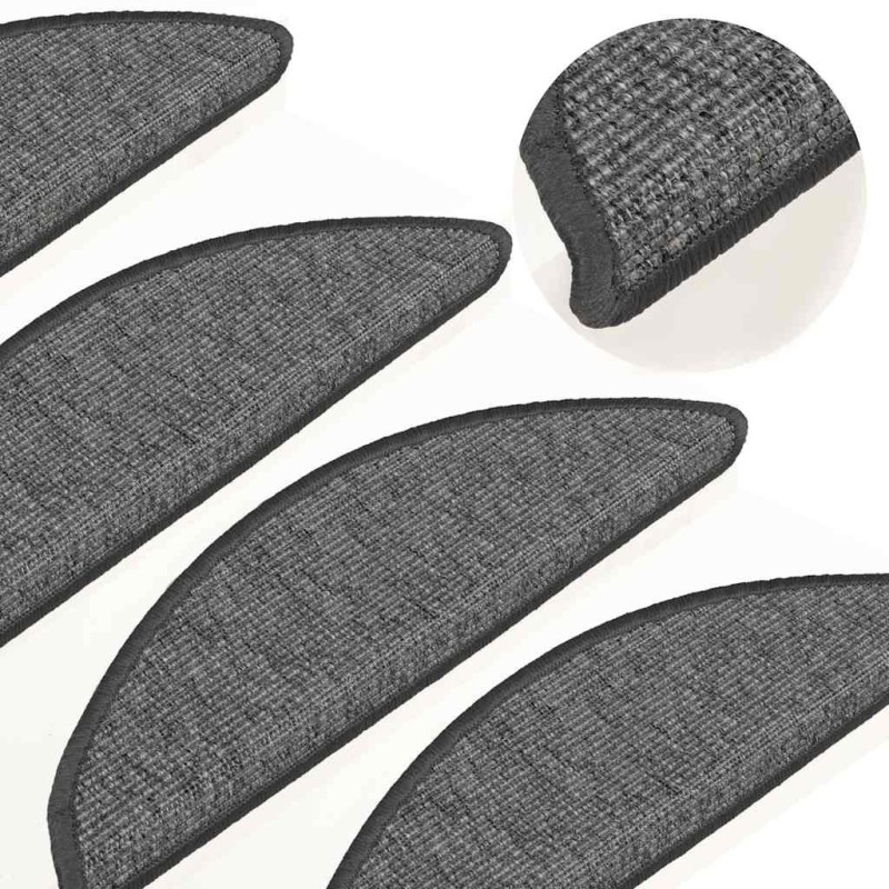 Tapis d'escalier 15 pièces 56 x 17 x 3 cm Beige et gris Demi-rond 512994512994