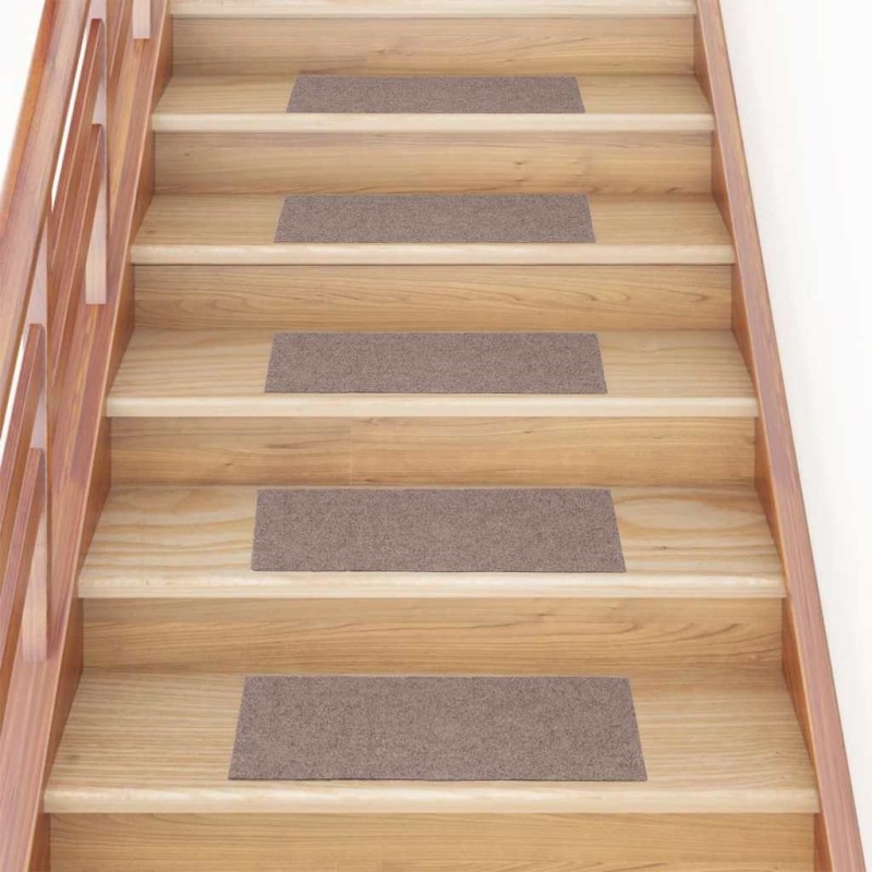 Tapis d'escalier autocollants 15 pièces 60 x 25 cm Marron clair Rectangulaire 512995512995