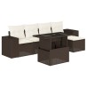 Salon de jardin avec coussins 6 pcs marron résine tressée 512996512996
