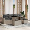 Salon de jardin 6 pcs avec coussins gris clair résine tressée 513005513005