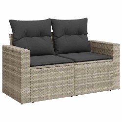Salon de jardin 6 pcs avec coussins gris clair résine tressée 513005513005