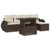 Salon de jardin avec coussins 6 pcs marron résine tressée 513009513009