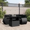 Salon de jardin 5 pcs avec coussins noir résine tressée 513010513010