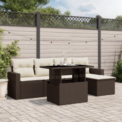 Salon de jardin avec coussins 6 pcs marron résine tressée 513012513012
