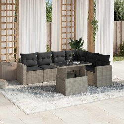 Salon de jardin avec coussins 7 pcs gris clair résine tressée 513013513013