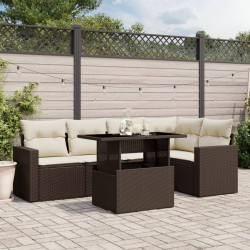 Salon de jardin avec coussins 6 pcs marron résine tressée 513017513017