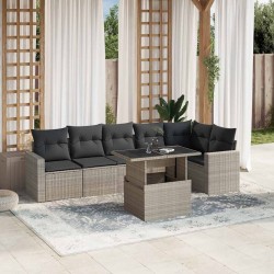 Salon de jardin avec coussins 7 pcs gris clair résine tressée 513020513020