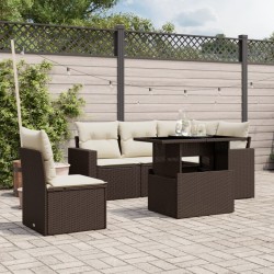 Salon de jardin avec coussins 6 pcs marron résine tressée 513022513022