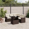 Salon de jardin avec coussins 6 pcs marron résine tressée 513023513023