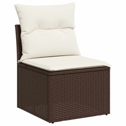 Salon de jardin avec coussins 6 pcs marron résine tressée 513023513023