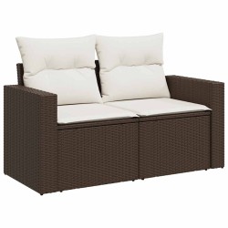 Salon de jardin avec coussins 6 pcs marron résine tressée 513023513023