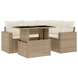 Salon de jardin avec coussins 5 pcs beige résine tressée 513024513024