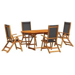 Ensemble à manger de jardin 5pcs bois d'acacia solide textilène 513053513053