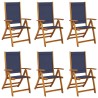 Chaises pliables de jardin lot de 6 bois d'acacia et textilène 513057513057