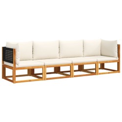 Ensemble de canapés de jardin 4 pièces avec coussins en bois d'acacia et rotin 513069513069