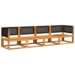 Ensemble de canapés de jardin 4 pièces avec coussins en bois d'acacia et rotin 513069513069