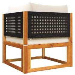 Ensemble de canapés de jardin 4 pièces avec coussins en bois d'acacia et rotin 513069513069