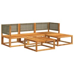 Ensemble de canapés de jardin 5 pièces avec coussins en bois d'acacia et rotin 513070513070