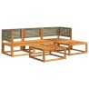 Ensemble de canapés de jardin 5 pièces avec coussins en bois d'acacia et rotin 513070513070