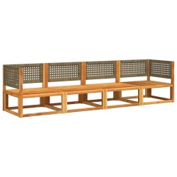 Ensemble de canapés de jardin 4 pièces avec coussins en bois d'acacia et rotin 513071513071