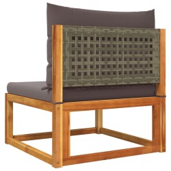 Ensemble de canapés de jardin 4 pièces avec coussins en bois d'acacia et rotin 513071513071