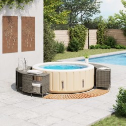 Cadre de bain à remous gris résine tressée bois massif d'acacia 513081513081