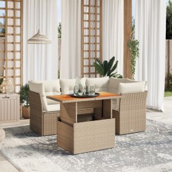 Salon de jardin avec coussins 5 pcs beige résine tressée 513082513082