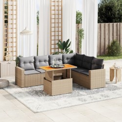Salon de jardin avec coussins 7 pcs beige résine tressée 513083513083