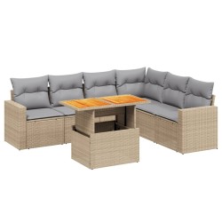 Salon de jardin avec coussins 7 pcs beige résine tressée 513083513083