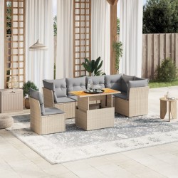 Salon de jardin avec coussins 7 pcs beige résine tressée 513084513084