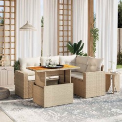 Salon de jardin avec coussins 5 pcs beige résine tressée 513087513087