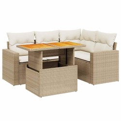 Salon de jardin avec coussins 5 pcs beige résine tressée 513087513087